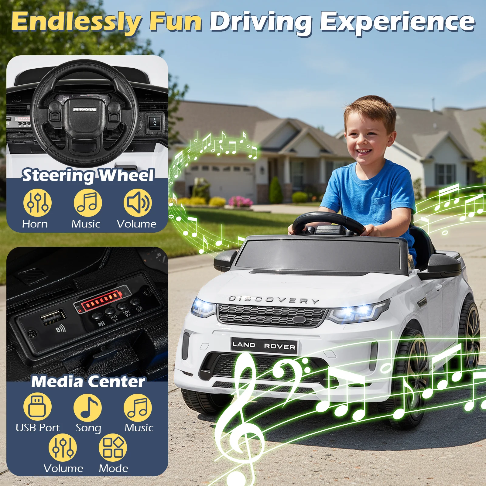 Licensed Land Rover Kids Ride on Car 12V Battery Powered Kids Electric Car, White - Image 7