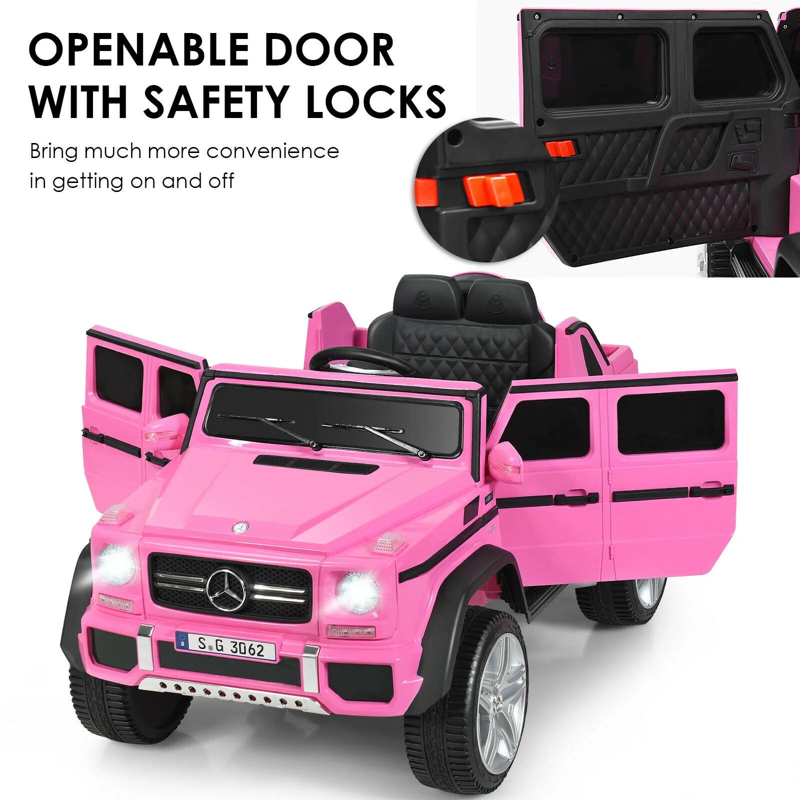 Licensed Mercedes-Benz Kids Ride On Car, 12V, Pink - Image 10