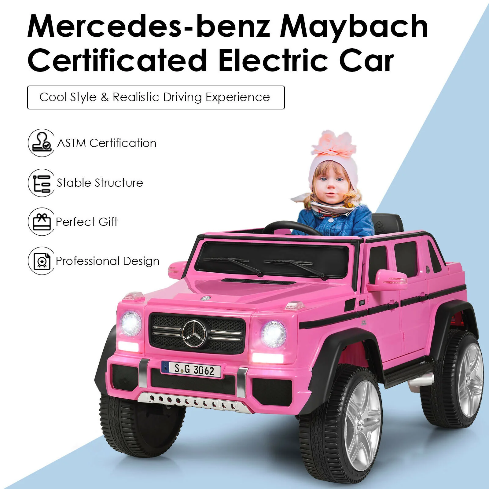 Licensed Mercedes-Benz Kids Ride On Car, 12V, Pink - Image 7