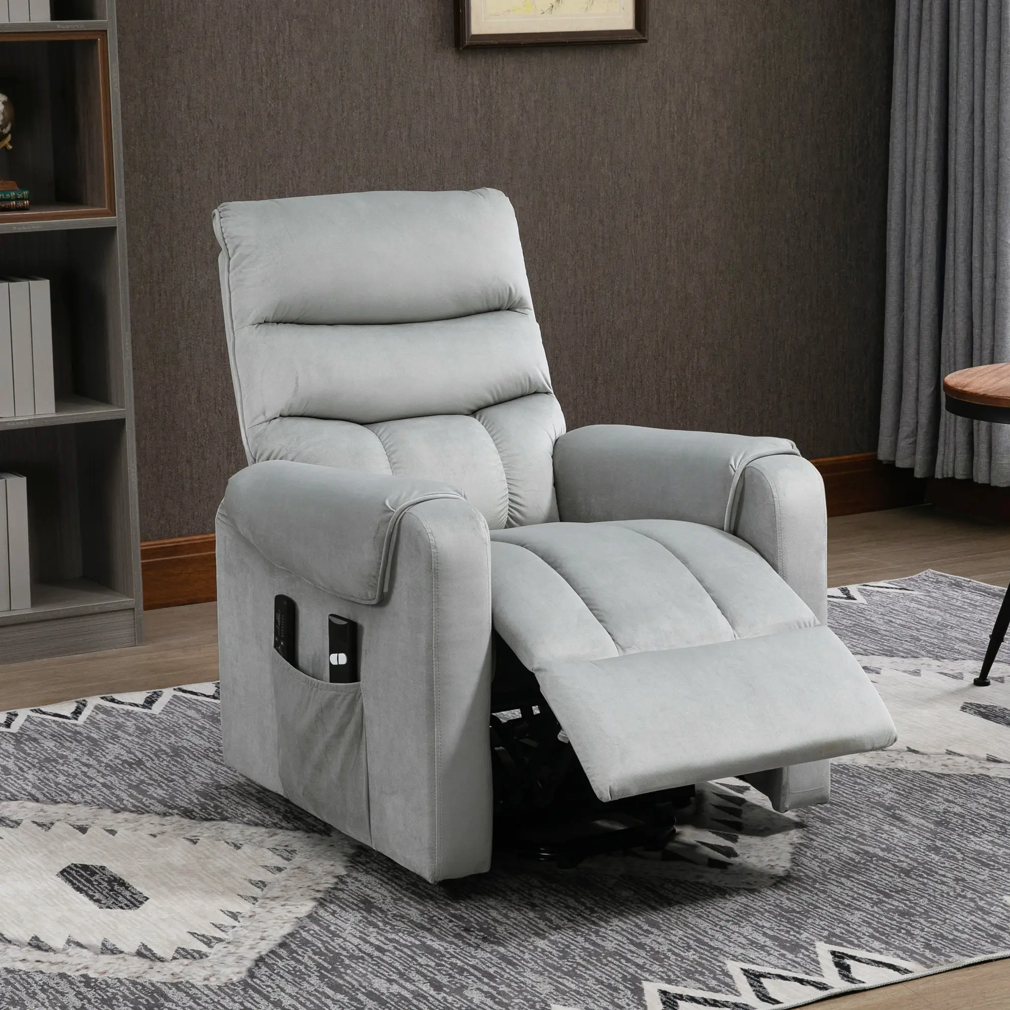 Lift Chair, Massage Recliner with 8 Vibration Points, Footrest, Remote, Grey - Image 8