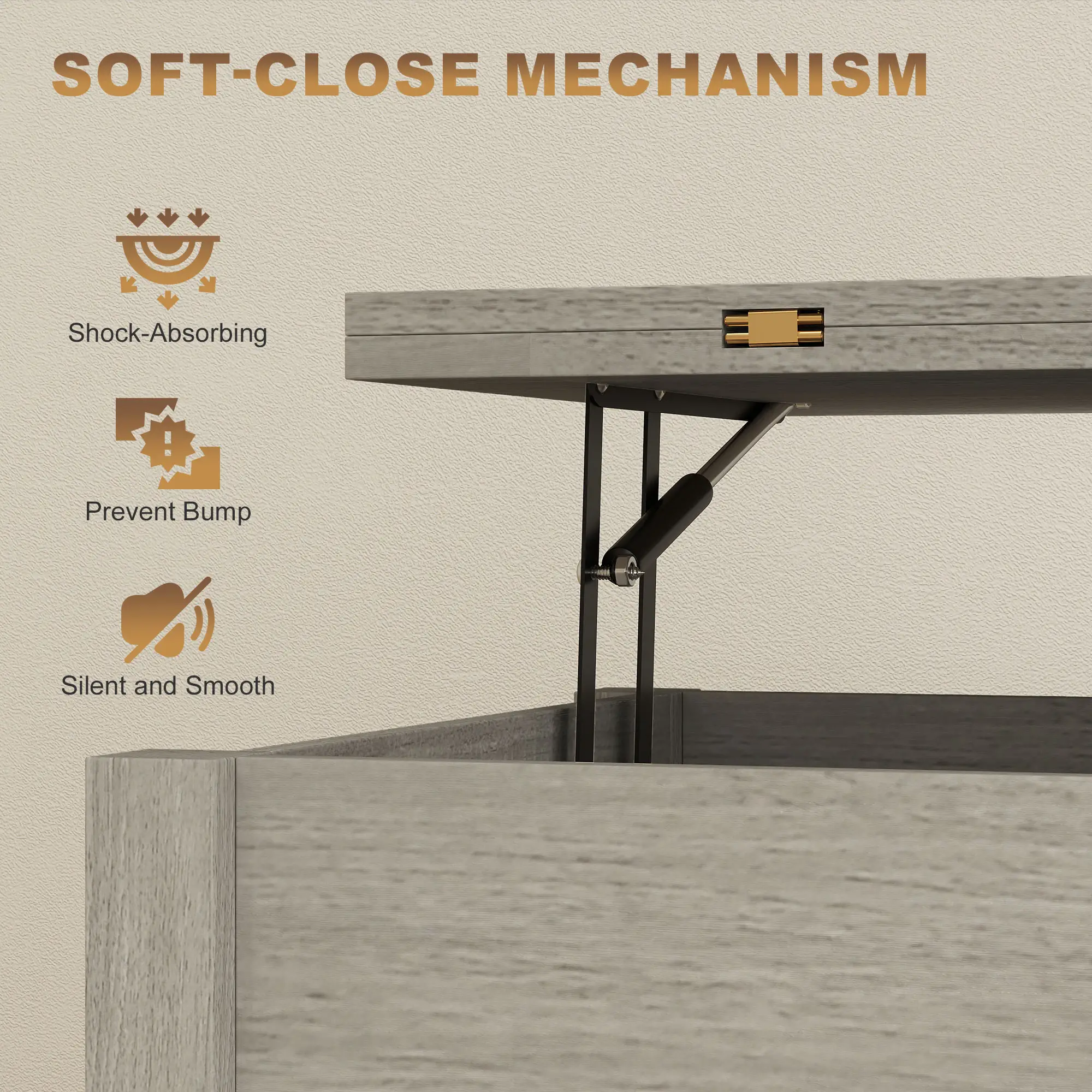 Lift Top Coffee Table, 3 Hidden Compartments, 2 Fabric Drawers, Expandable Top, Charging Station - Image 9