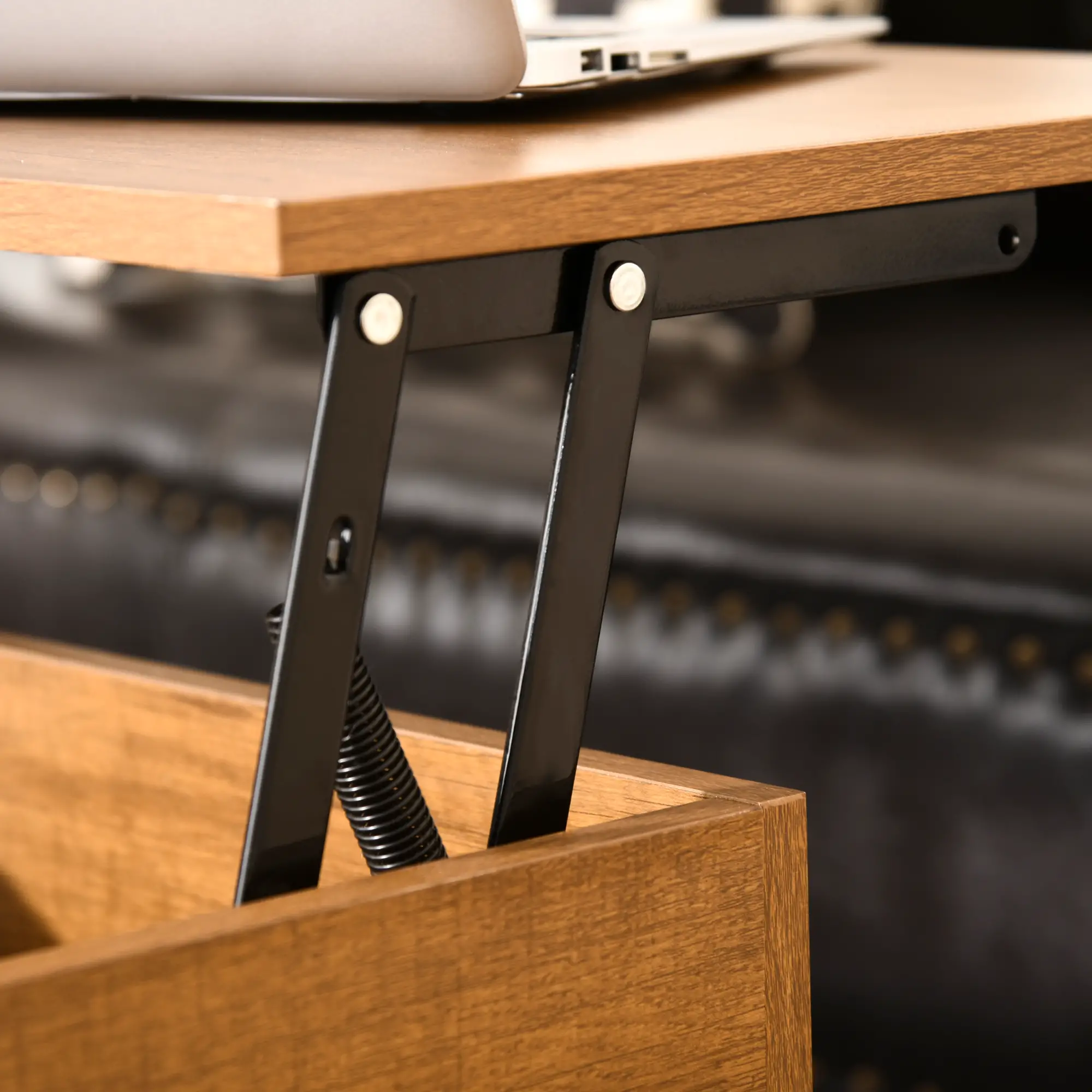Lift Top Coffee Table, Hidden Storage, Living Room, Teak - Image 7