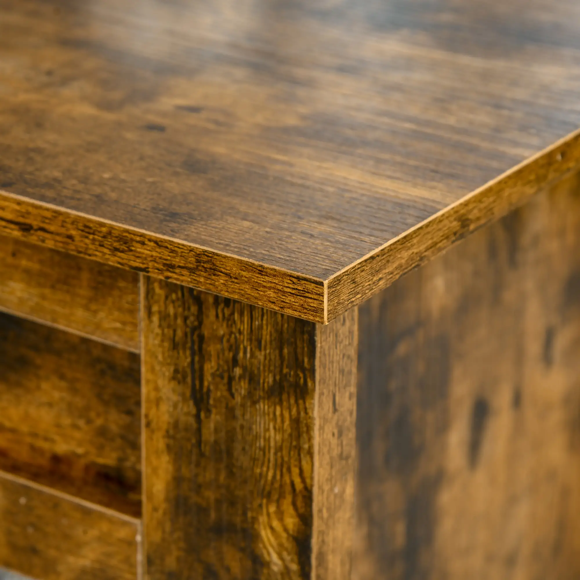 Lift Top Coffee Table, Hidden Storage, Open Shelves, Brown - Image 10