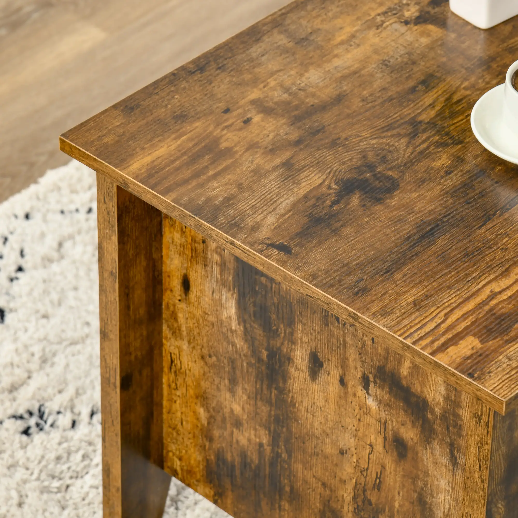 Lift Top Coffee Table, Hidden Storage, Open Shelves, Brown - Image 12