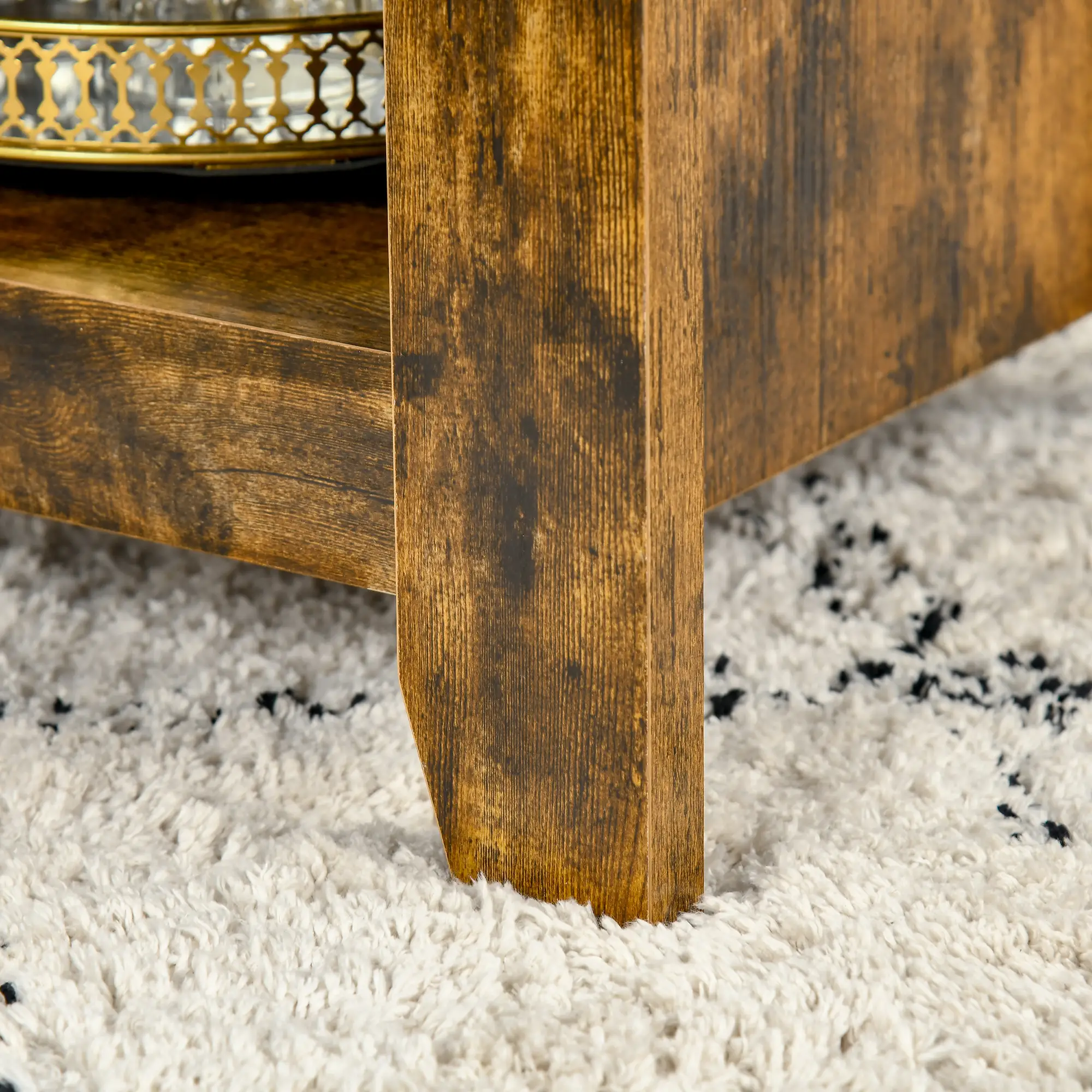 Lift Top Coffee Table, Hidden Storage, Open Shelves, Brown - Image 9