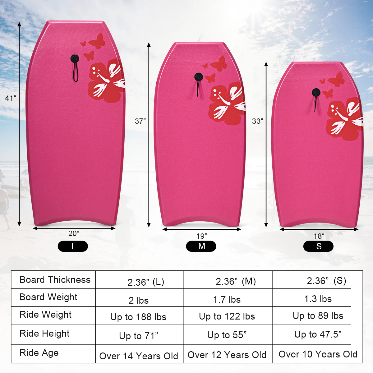 Lightweight Bodyboard, EPS Core, IXPE-M, Pink - Image 5