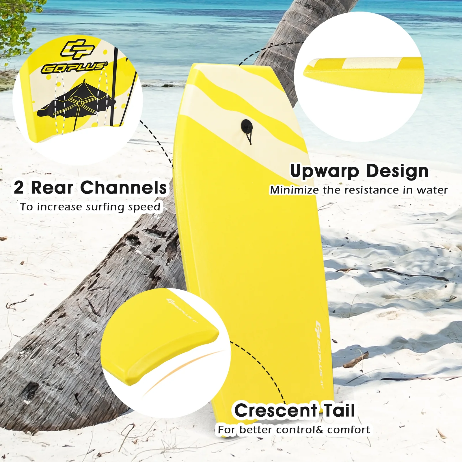 Lightweight Bodyboard, EPS Core, M Size, Yellow - Image 9