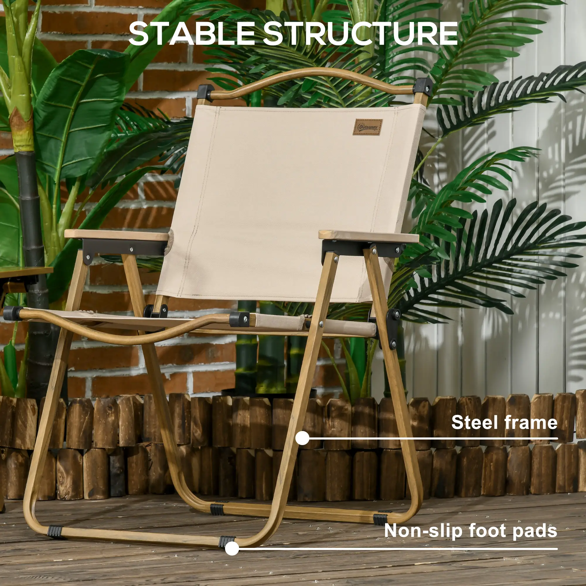 Lightweight Folding Camping Chair, Portable Armchair, Khaki - Image 7