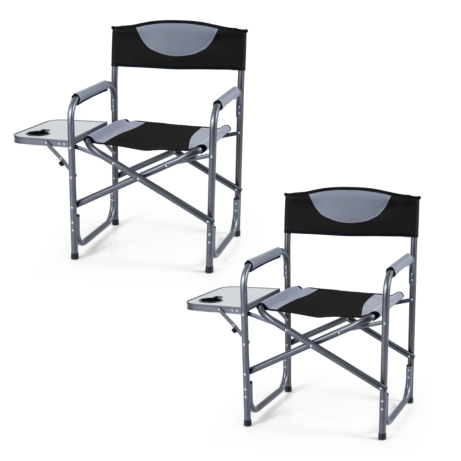 Lightweight Folding Camping Chair With Side Table, Black - Image 4