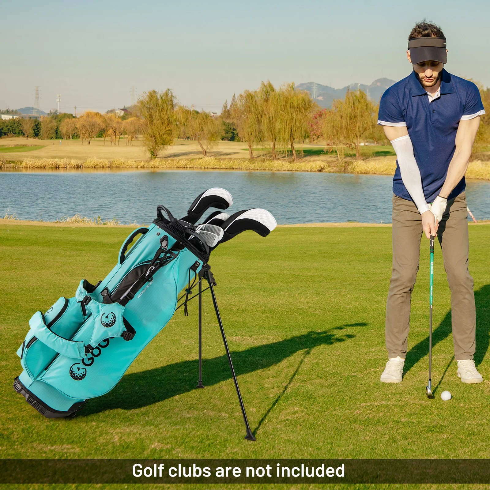 Lightweight Golf Stand Bag, 8 Way Top Dividers, 5 Zippered Pockets, Blue - Image 3