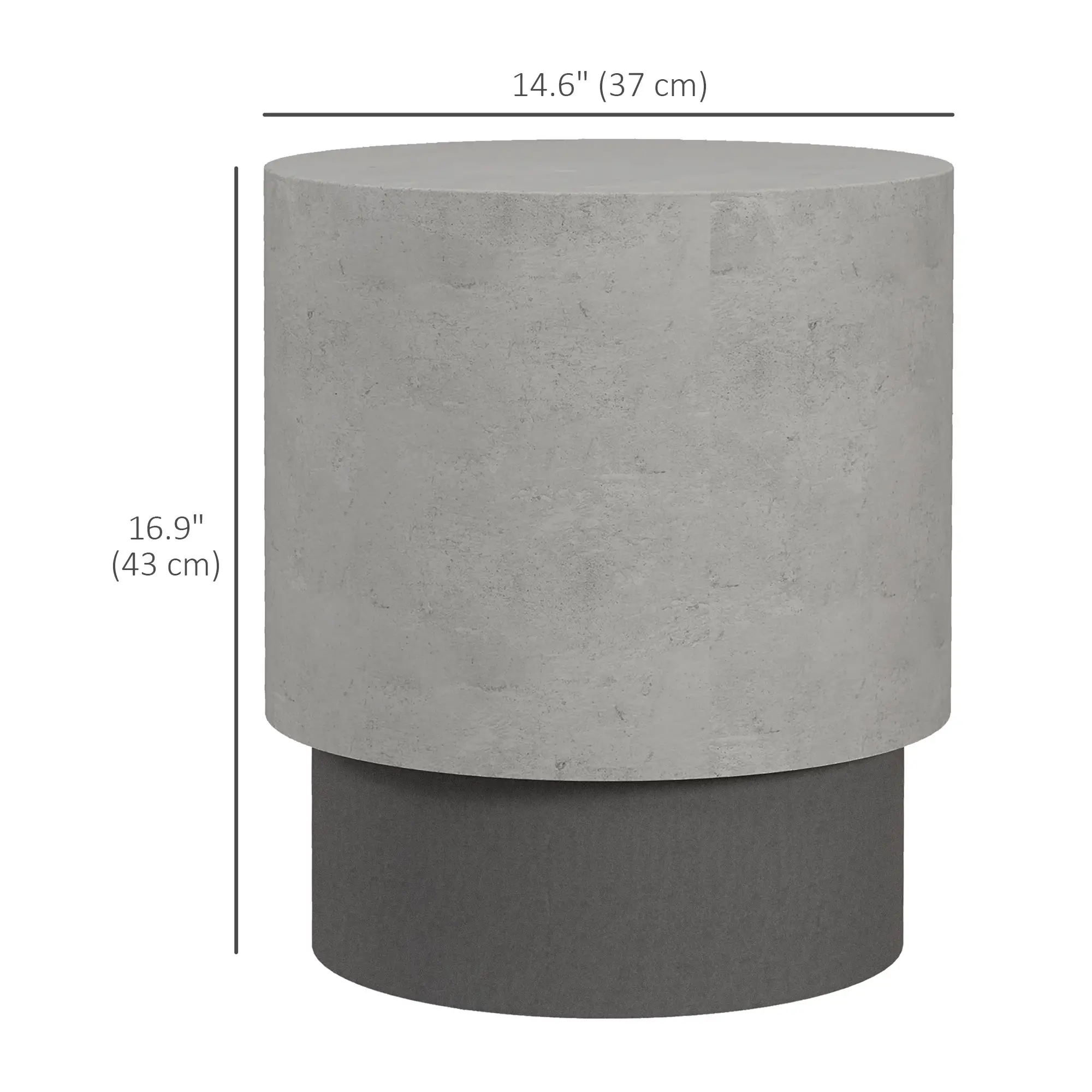 Lightweight Round Accent Table, Concrete Finish, 4 Adjustable Feet, Indoor Outdoor - Image 3