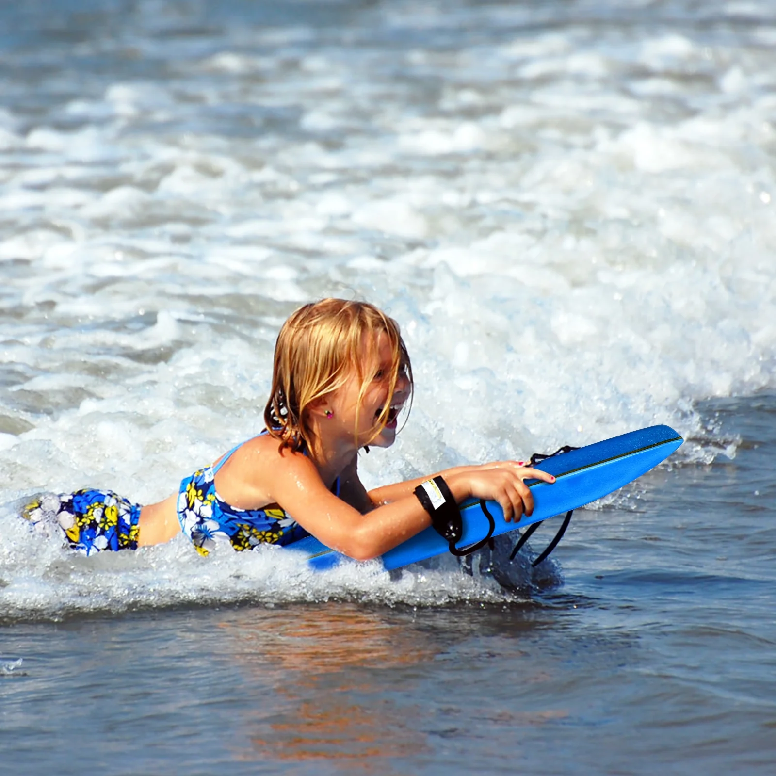Lightweight Super Bodyboard Surfing W/Leash IXPE Deck EPS Core Boarding-L, Blue - Image 2