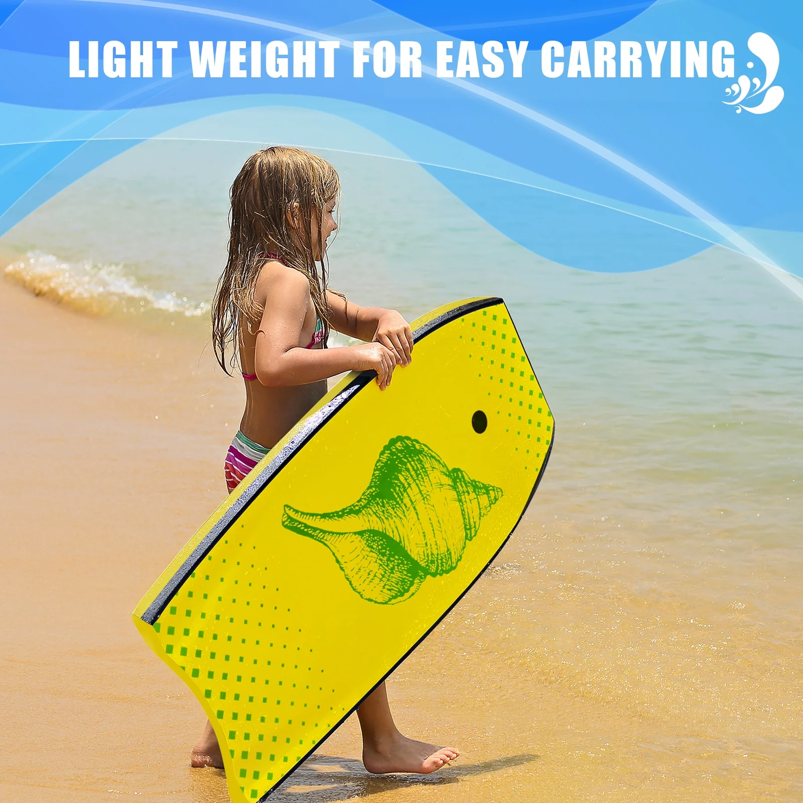 Lightweight Surfing Bodyboard, L, Yellow - Image 8