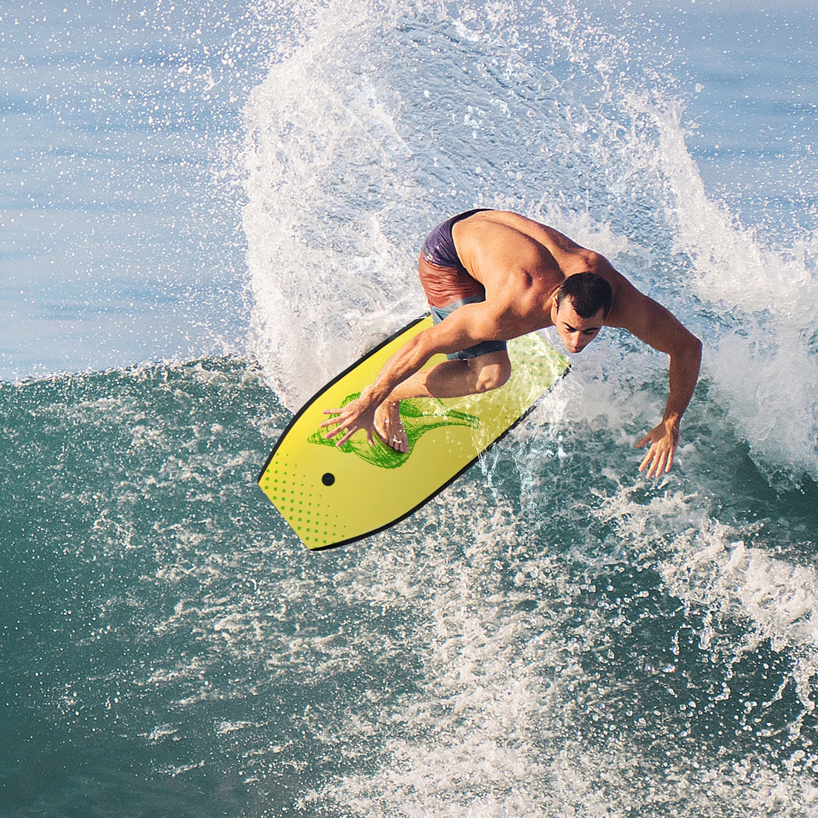 Lightweight Surfing Bodyboard, M, Yellow - Image 2