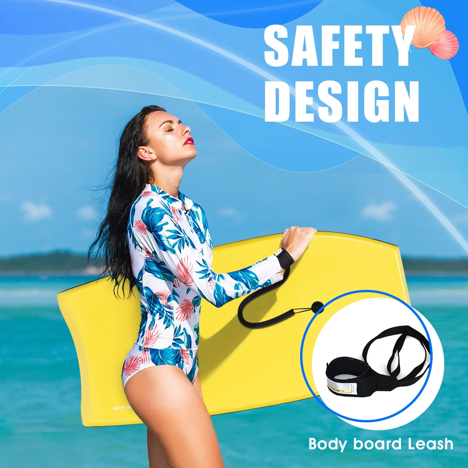 Lightweight Surfing Bodyboard, M, Yellow - Image 9
