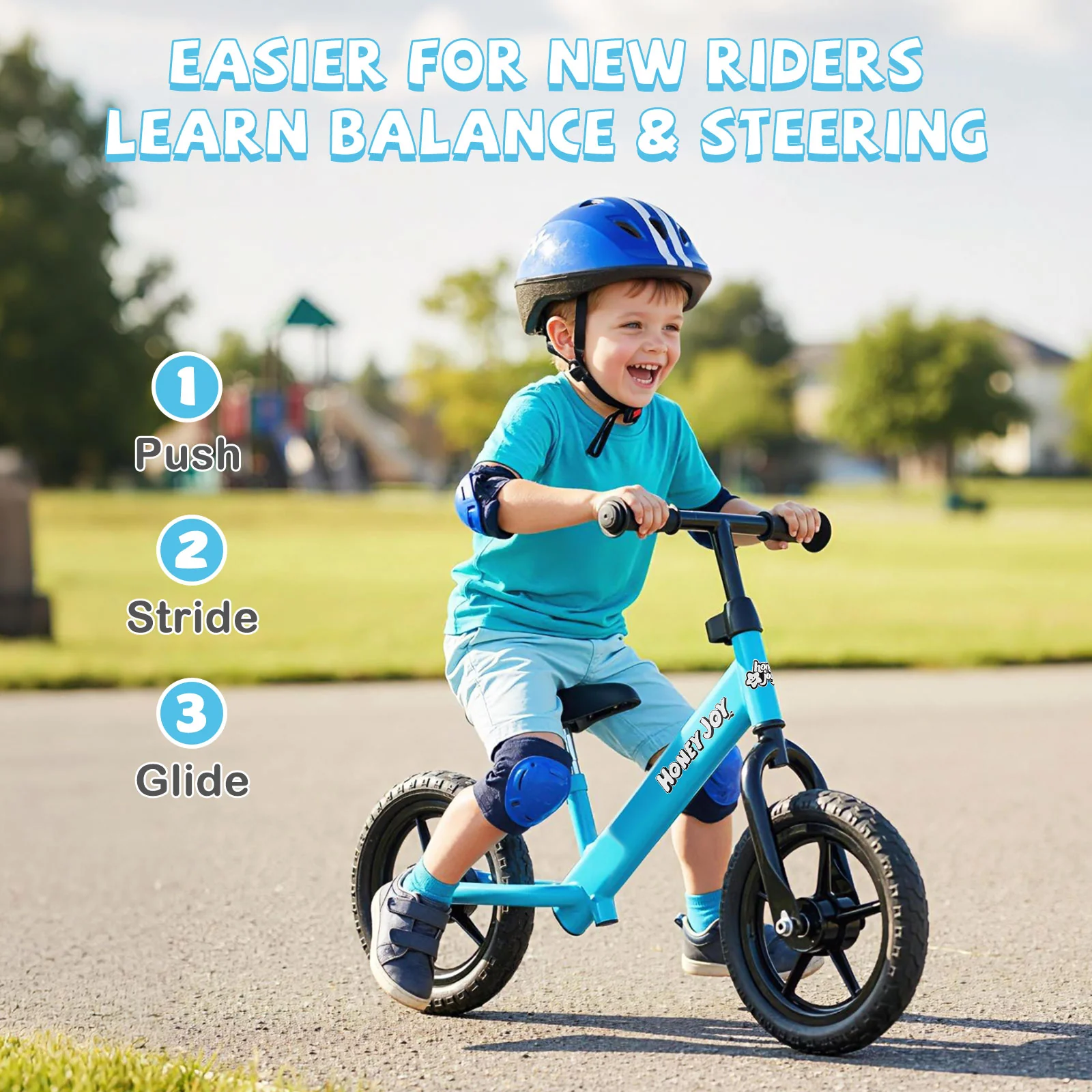 Lightweight Toddler Balance Bike No Pedal Training Bicycle, Blue - Image 10