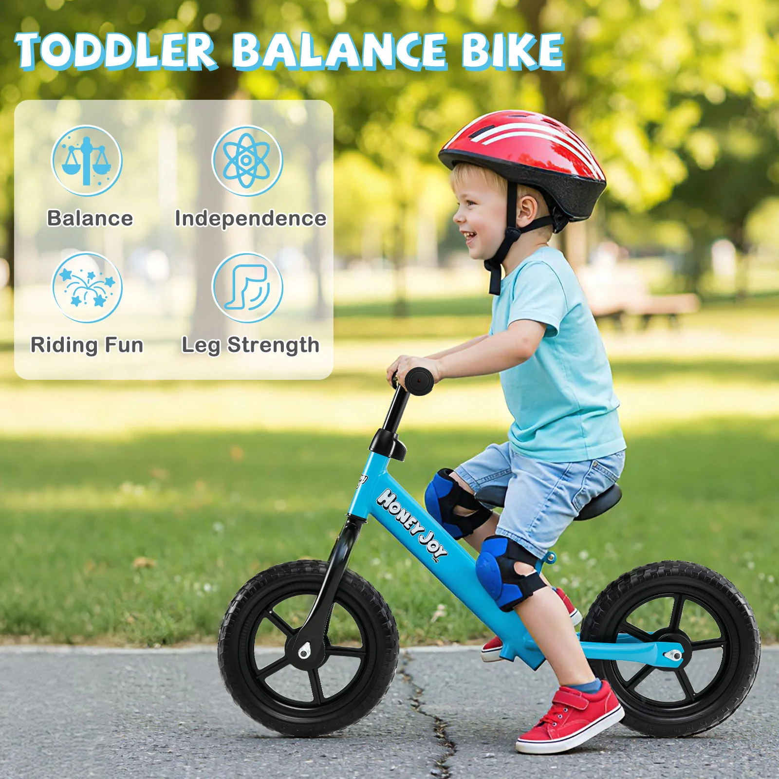 Lightweight Toddler Balance Bike No Pedal Training Bicycle, Blue - Image 6