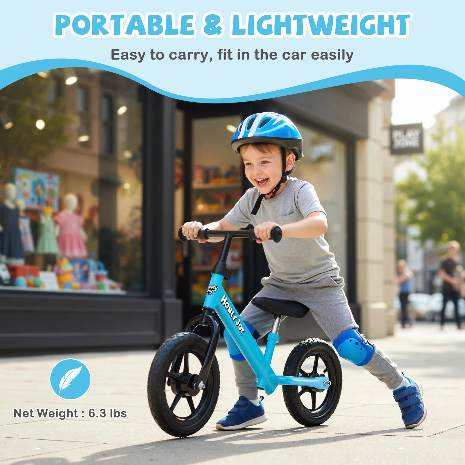 Lightweight Toddler Balance Bike No Pedal Training Bicycle, Blue - Image 9