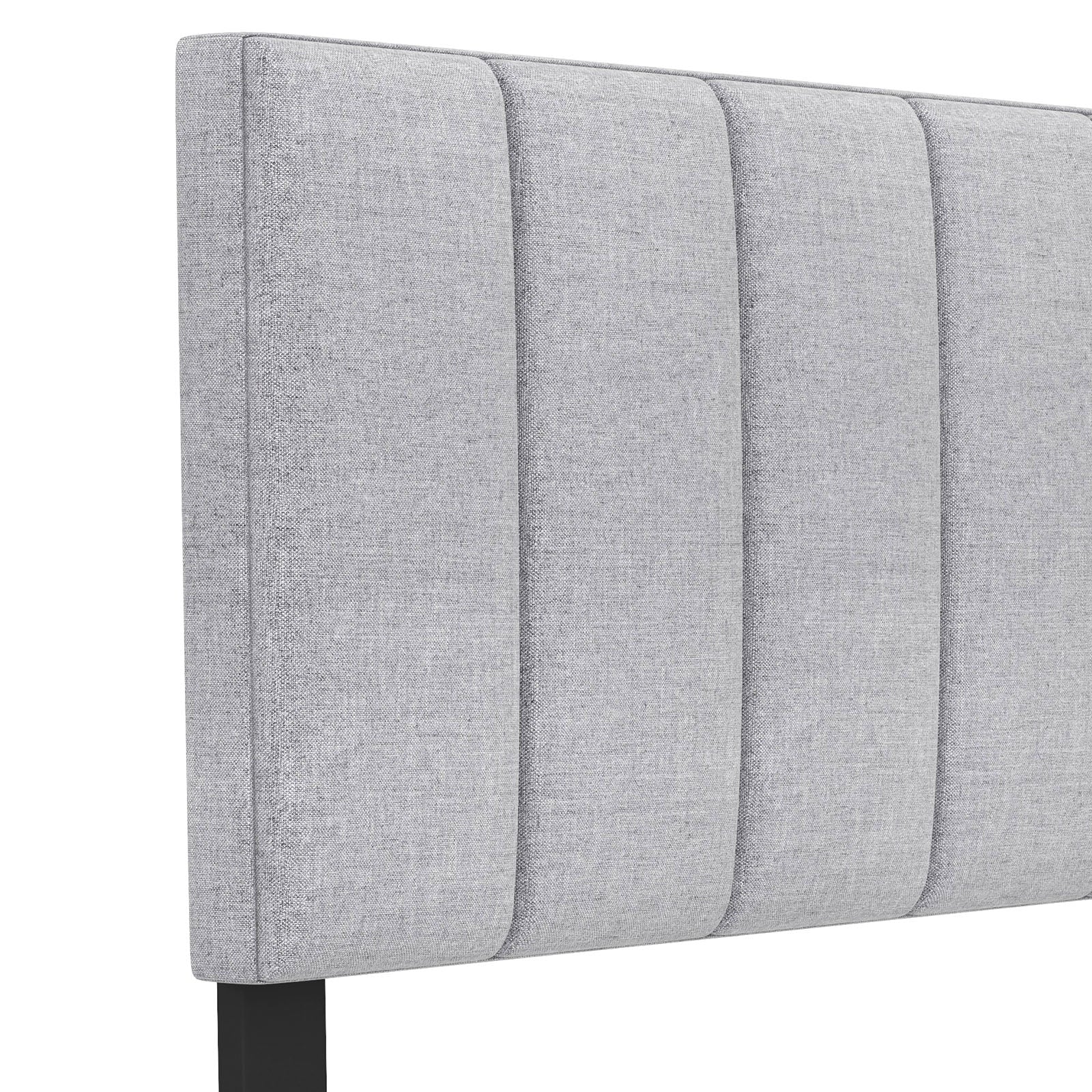 Linen Upholstered Headboard, Solid Wood Legs, Adjustable Width, Gray - Image 10