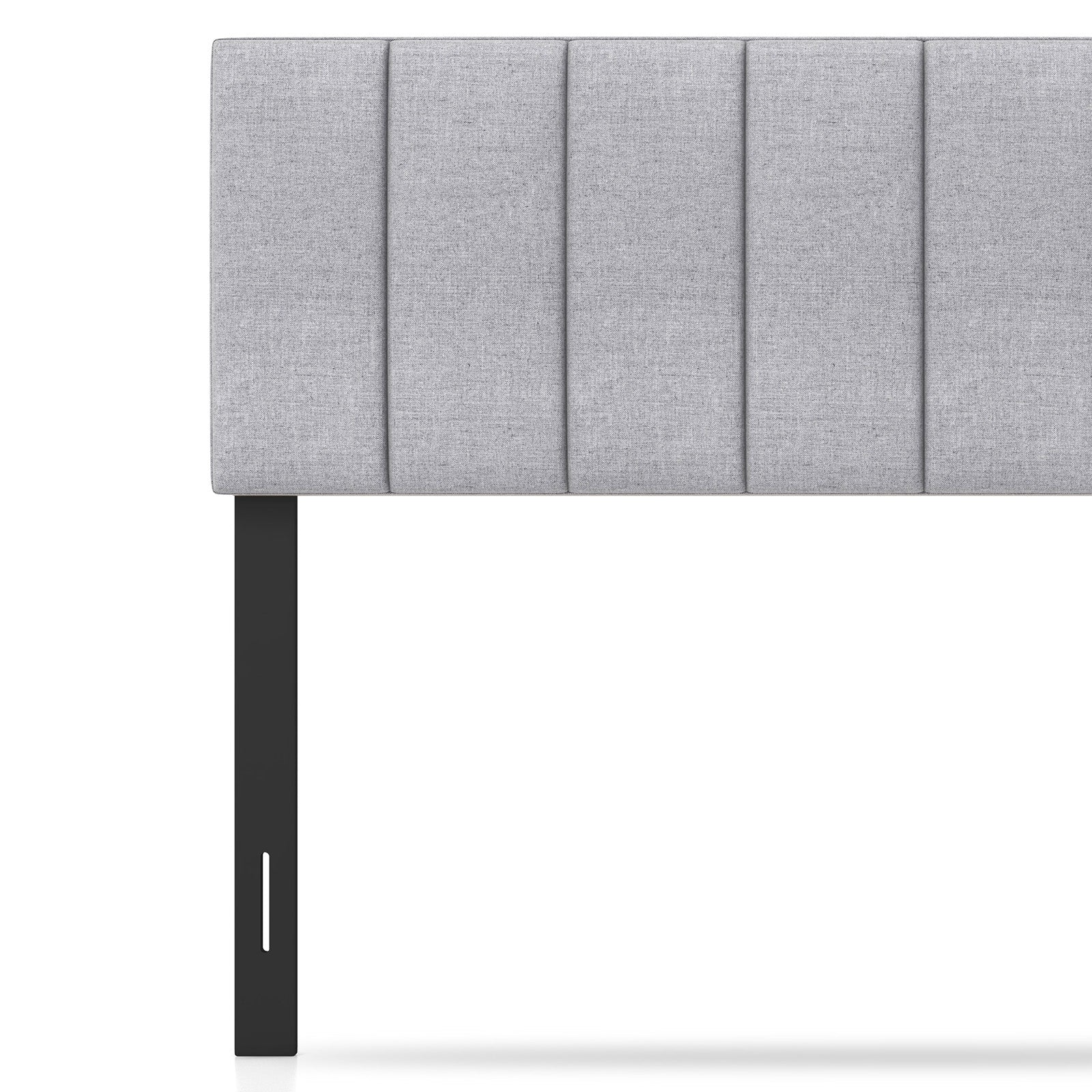 Linen Upholstered Headboard, Solid Wood Legs, Adjustable Width, Gray - Image 9