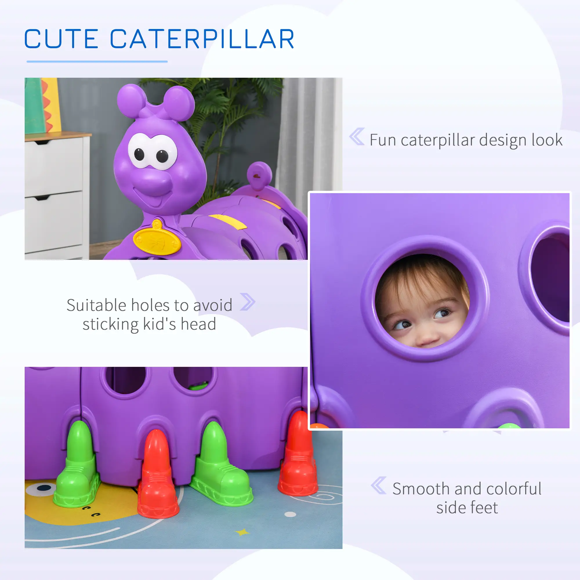 Lion Design Kids Tunnel, 3-6 Years, Purple - Image 4