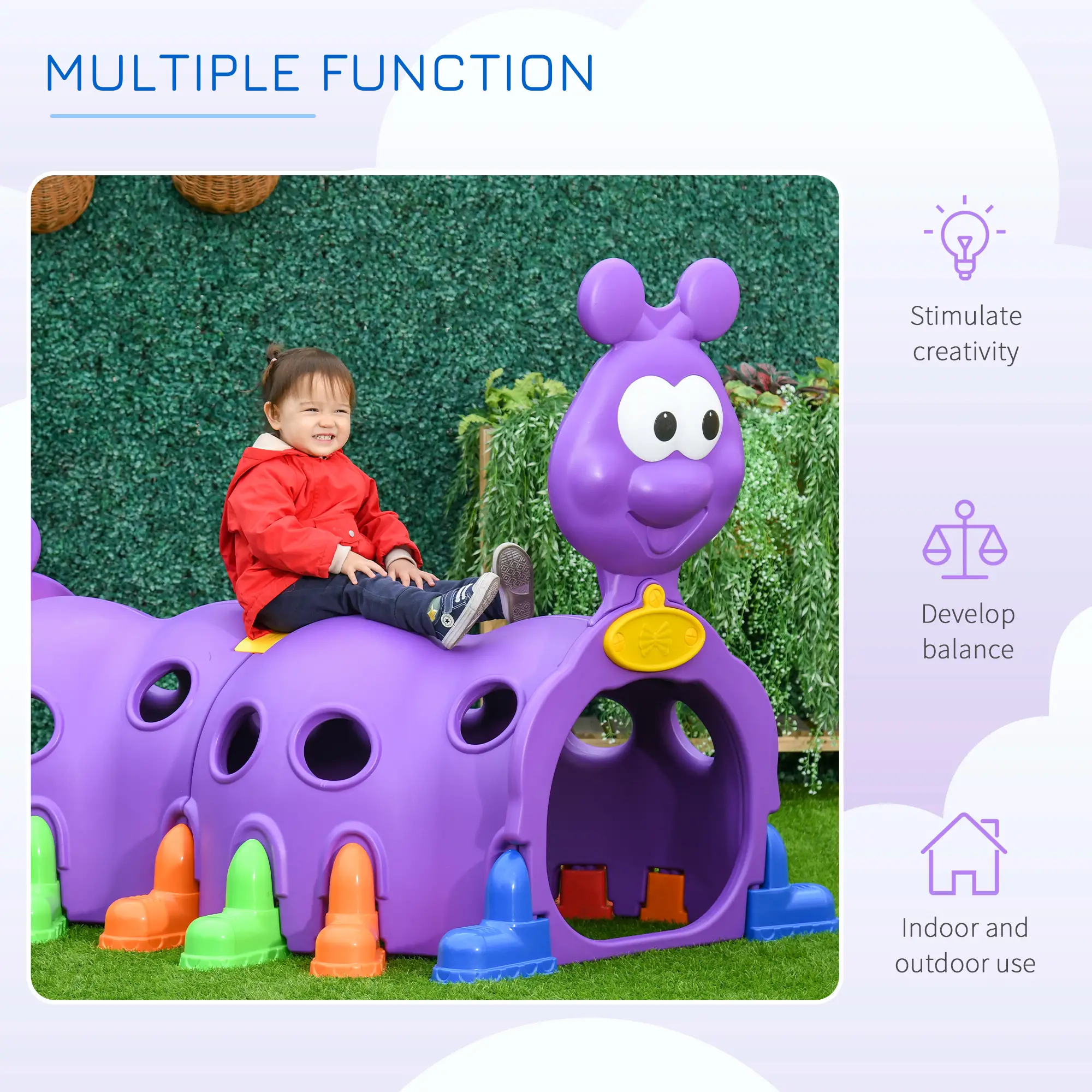 Lion Design Kids Tunnel, 3-6 Years, Purple - Image 6