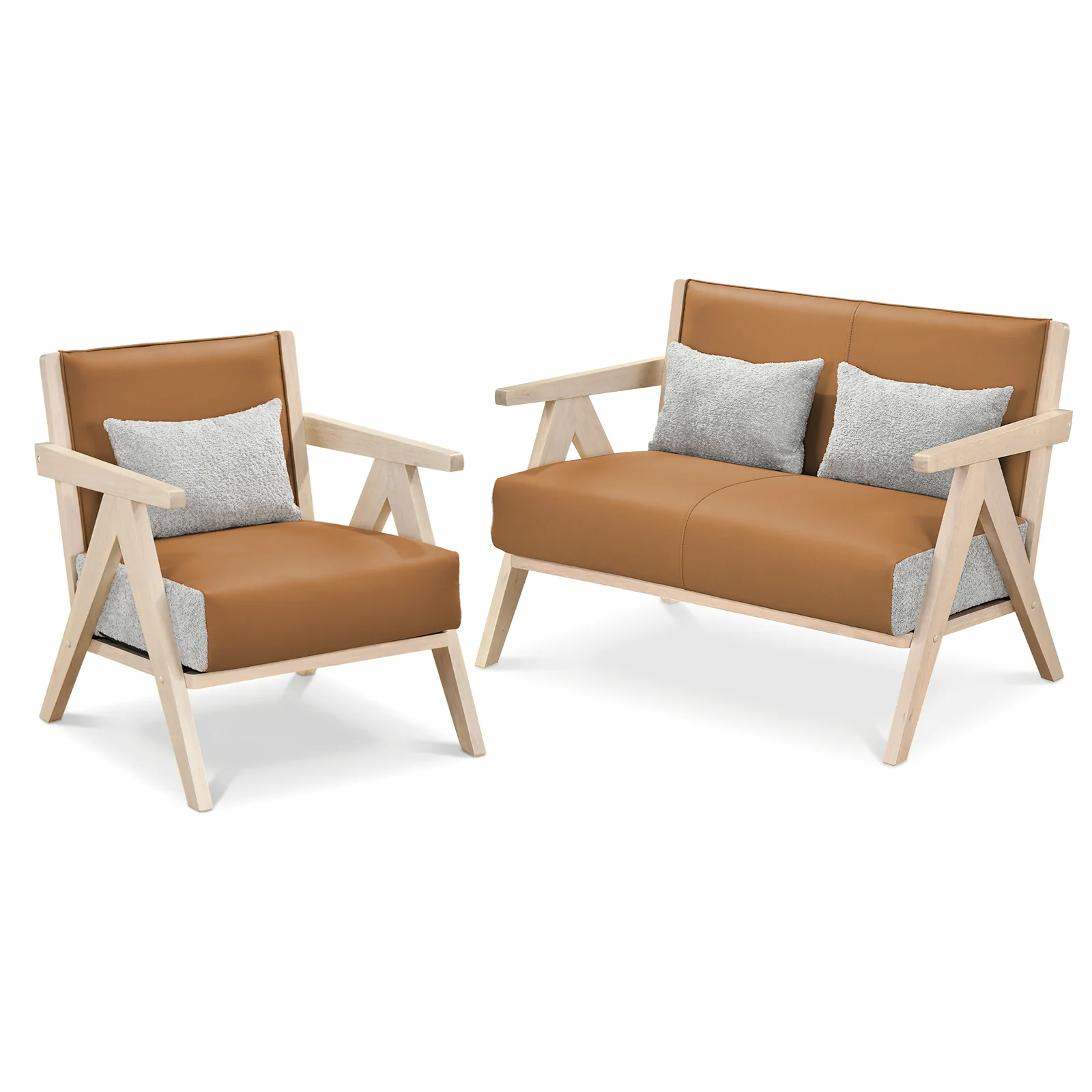 Living Room Furniture Set, Rubber Wood, Brown