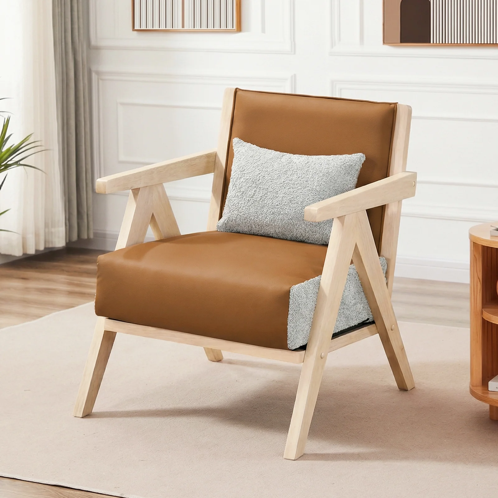 Living Room Furniture Set, Rubber Wood, Brown - Image 6