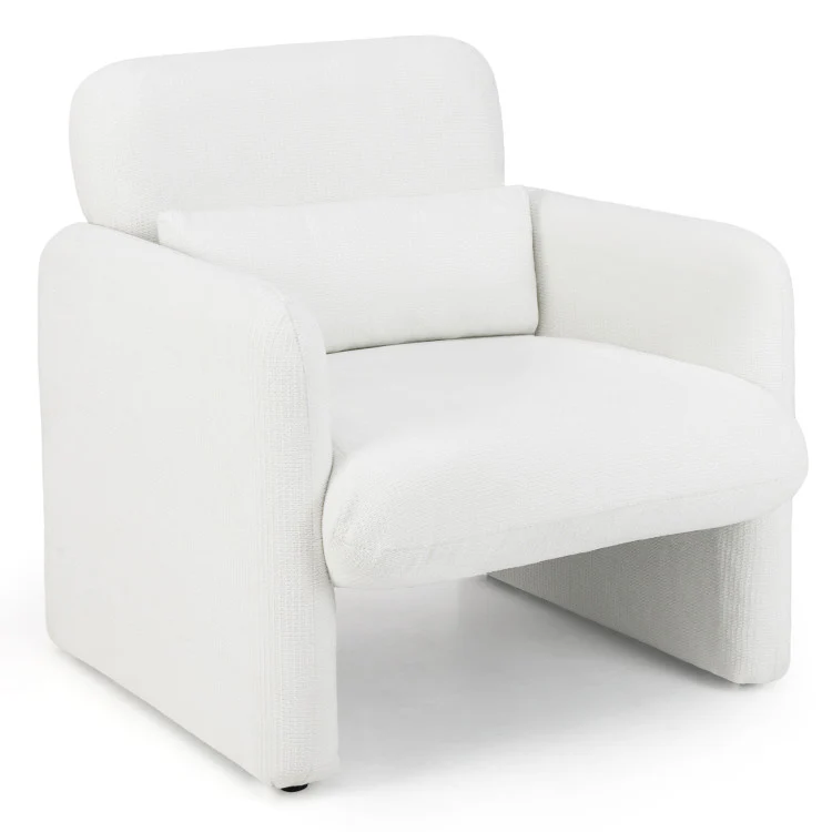 Living Room Set: 70 Inch Media Entertainment Center and Modern Upholstered Chenille Accent Chair - Image 4