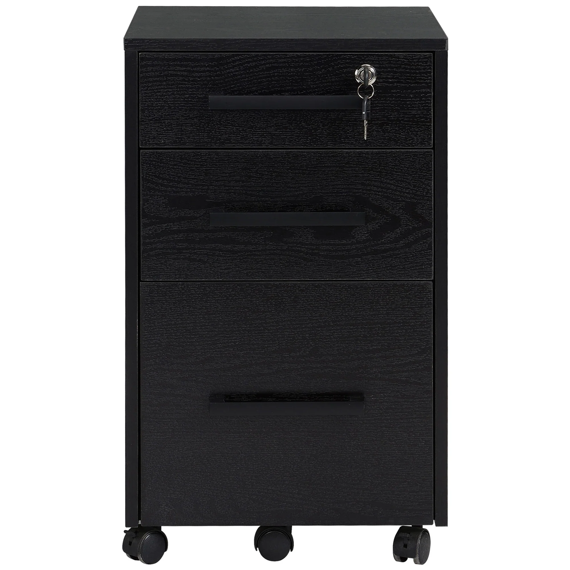 Lockable 3 Drawer Vertical File Cabinet, Hanging Bars, Letter and A4 Size, Black - Image 11