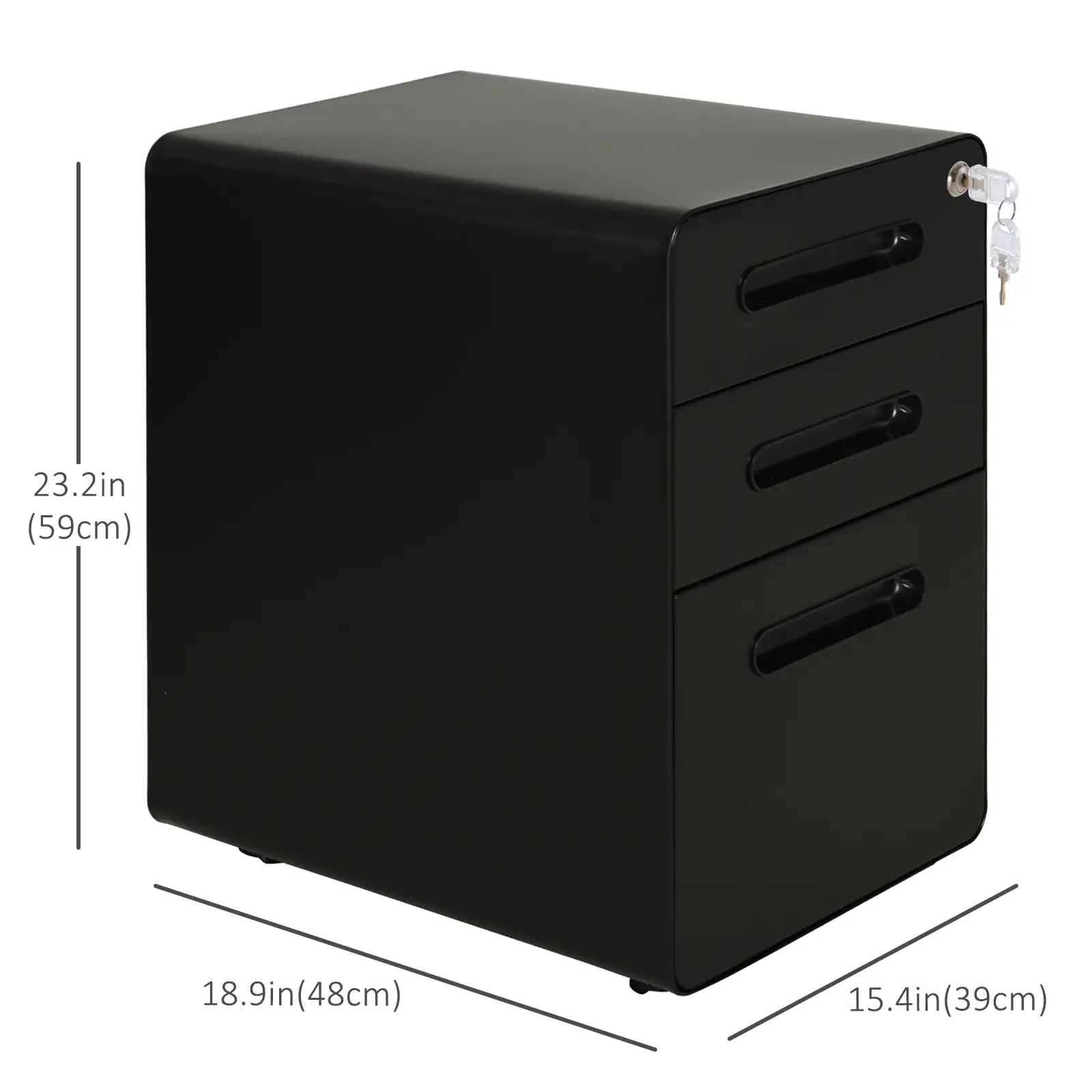 Lockable File Cabinet, Steel Filing Cabinet on Wheels for Legal, A4, Letter Size, Home Office - Image 3