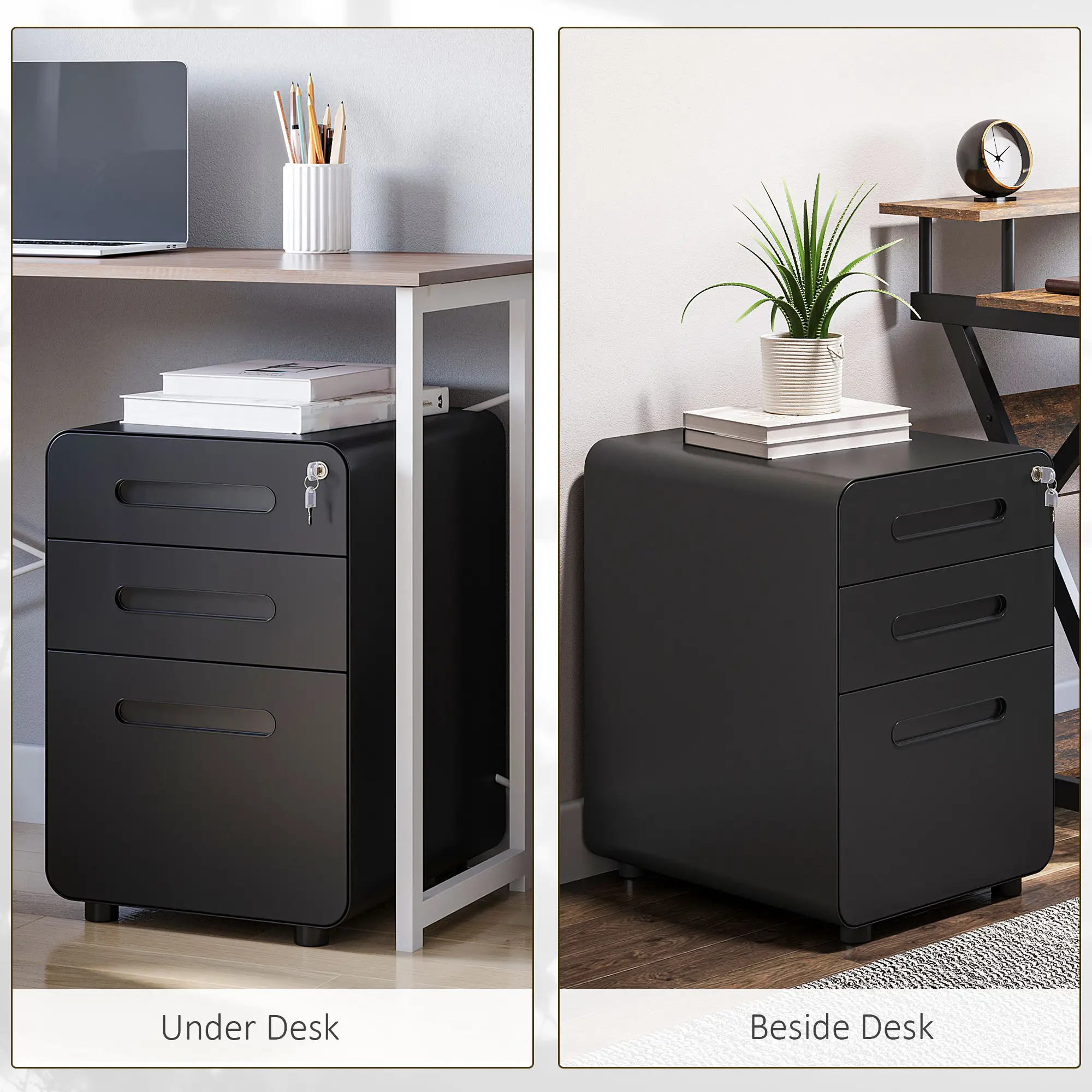 Lockable File Cabinet, Steel Filing Cabinet on Wheels for Legal, A4, Letter Size, Home Office - Image 7