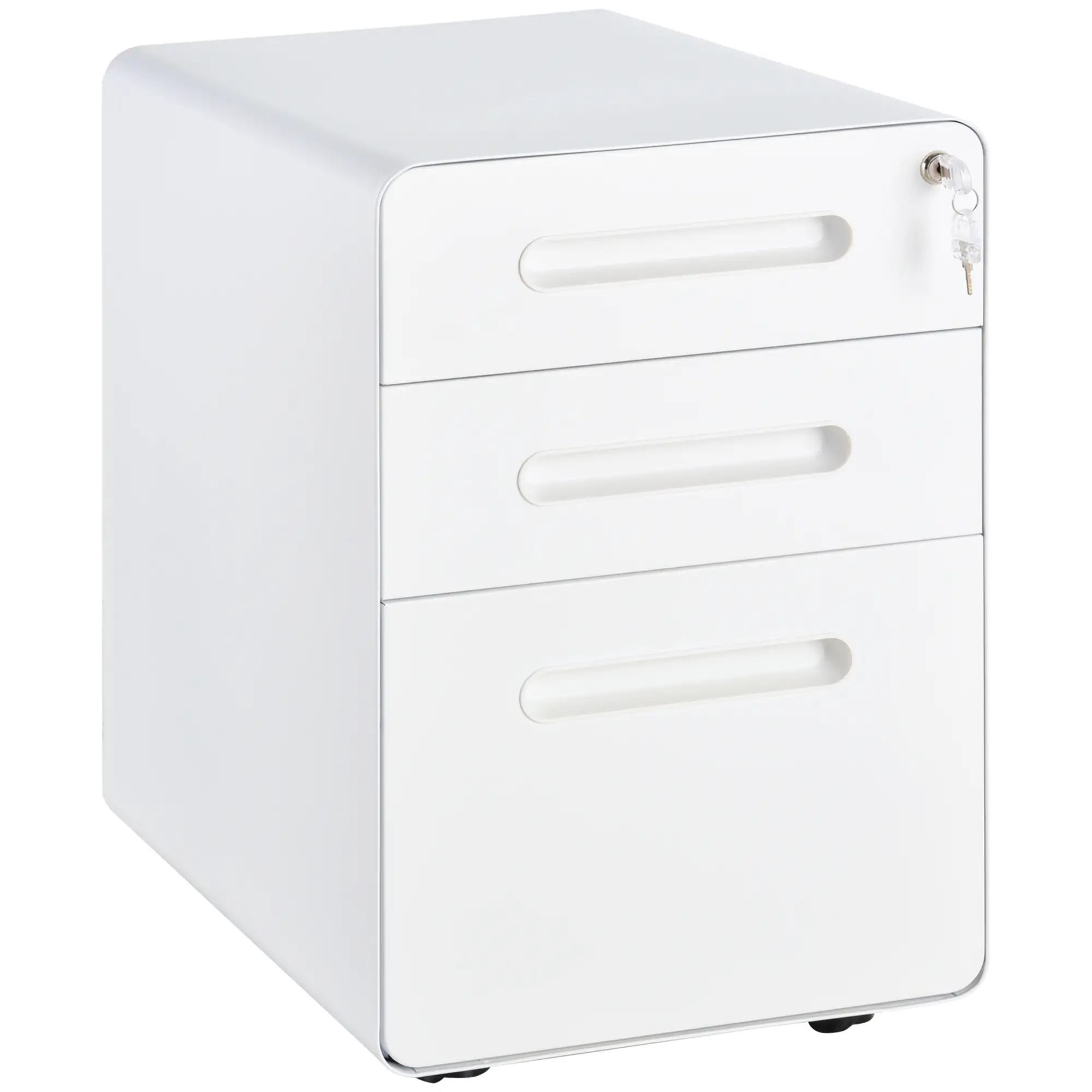 Lockable File Cabinet, Steel Filing Cabinet on Wheels for Legal, A4, Letter Size, Home Office