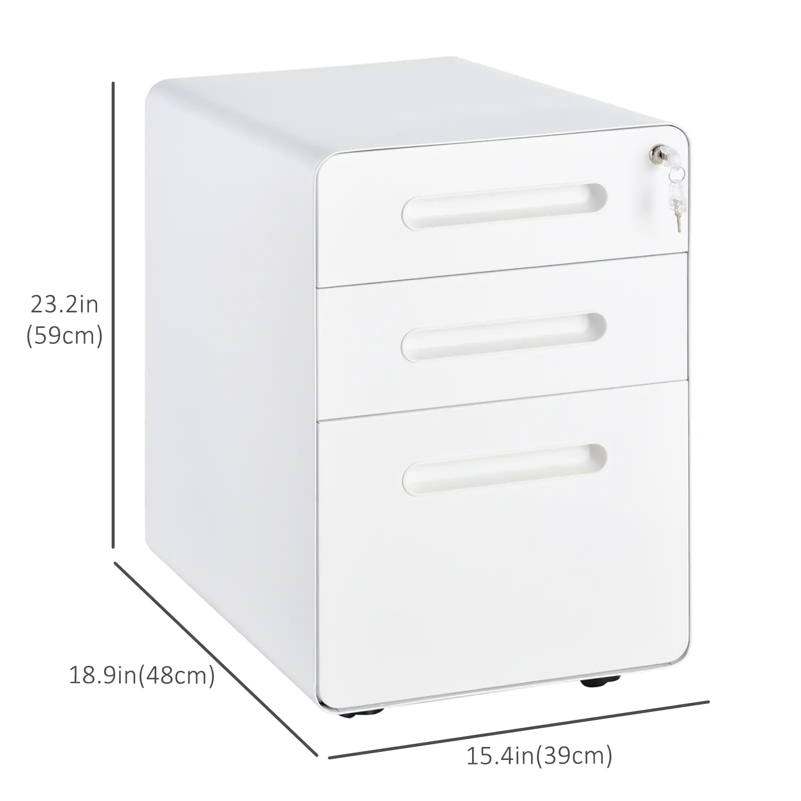 Lockable File Cabinet, Steel Filing Cabinet on Wheels for Legal, A4, Letter Size, Home Office - Image 3