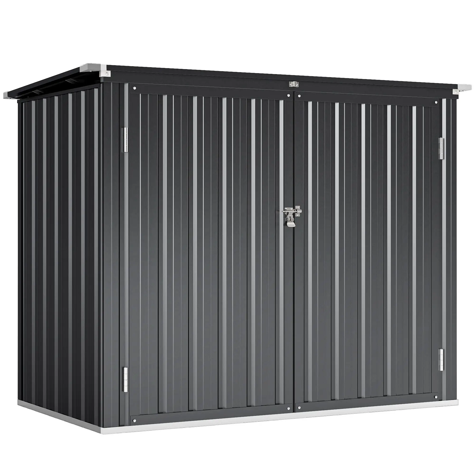 Lockable Galvanized Steel Garbage Bin Shed, Outdoor Storage, Lift-Up Lid - Image 11
