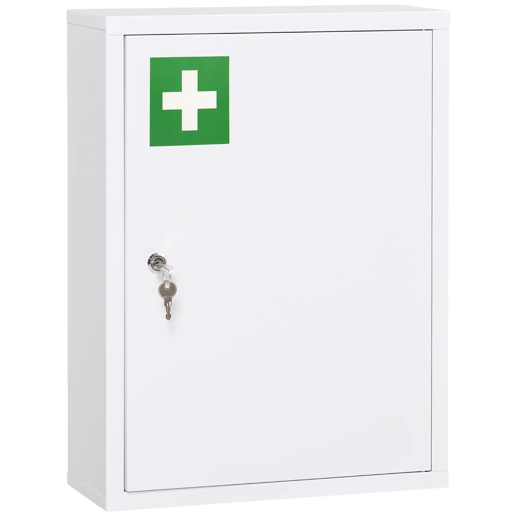 Lockable Medicine Cabinet, 3 Tier Steel Wall Box, 2 Keys, Shelves, White - Image 11