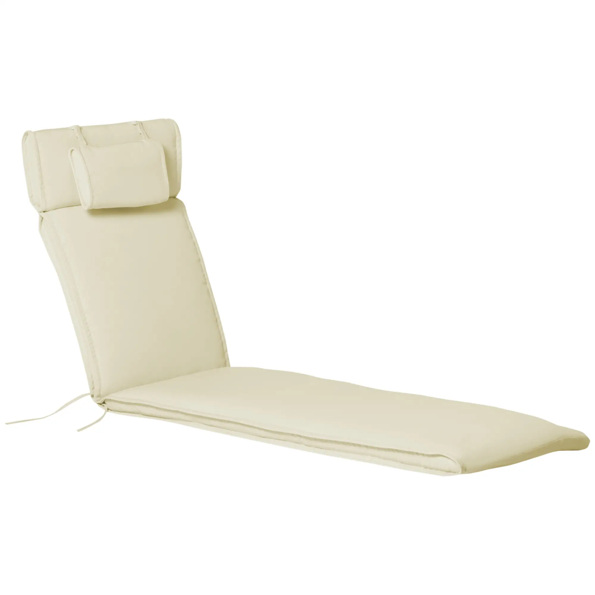 Lounger Chair Cushion, Thick Padded with Headrest, Cream White