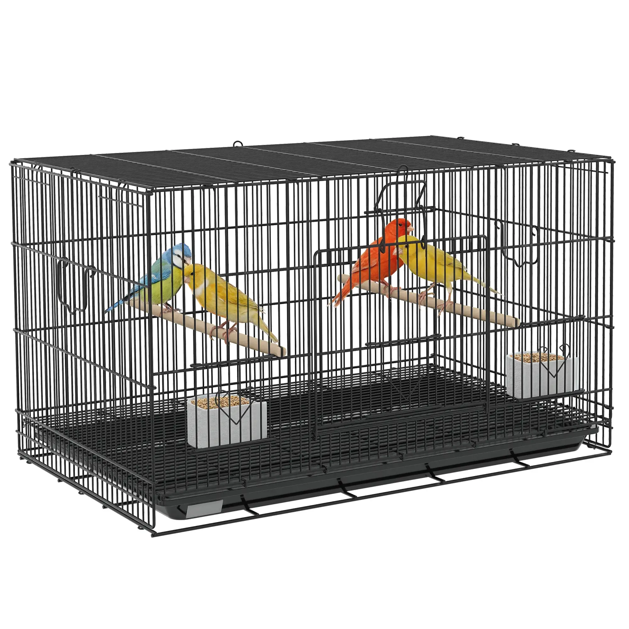 Lovebird, Finch Budgie Cage, Removable Tray, Wooden Perches, 30" L x 18" W x 18" H, Canary