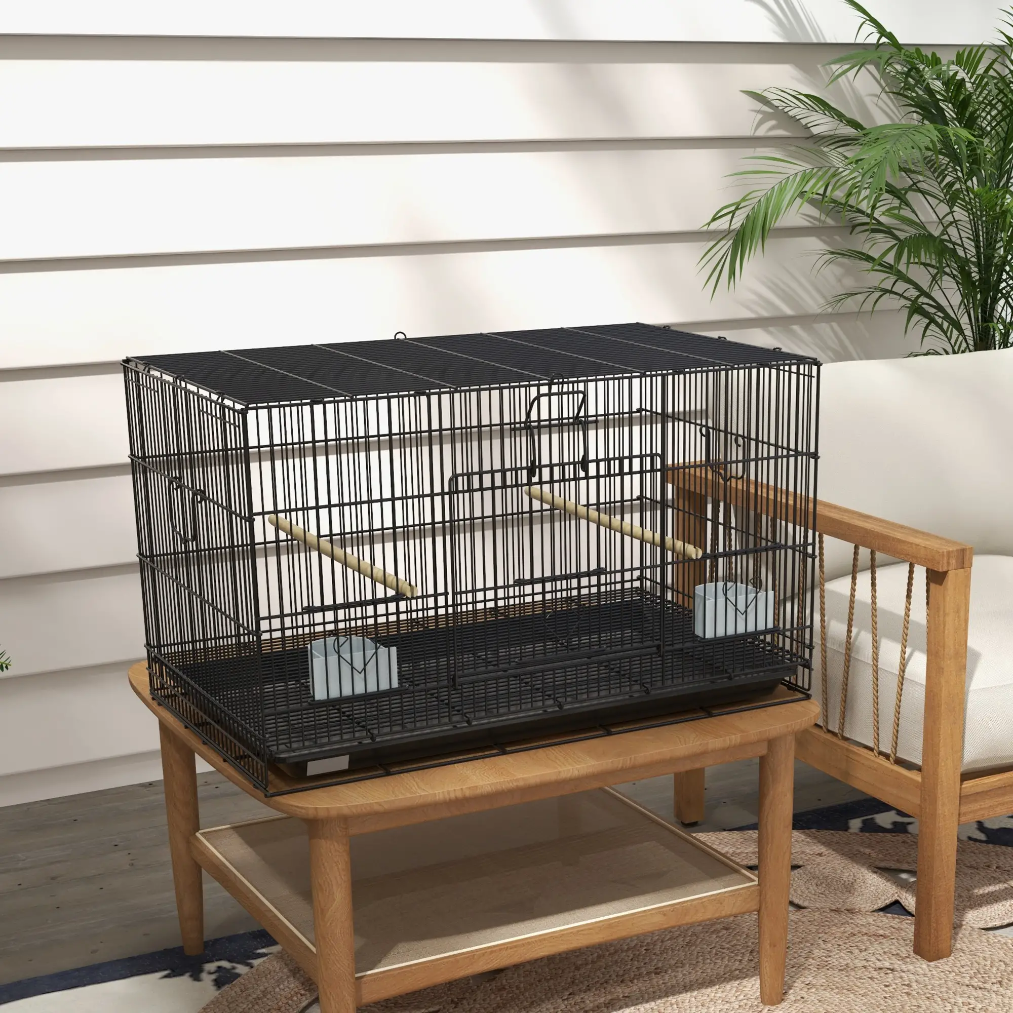 Lovebird, Finch Budgie Cage, Removable Tray, Wooden Perches, 30" L x 18" W x 18" H, Canary - Image 10