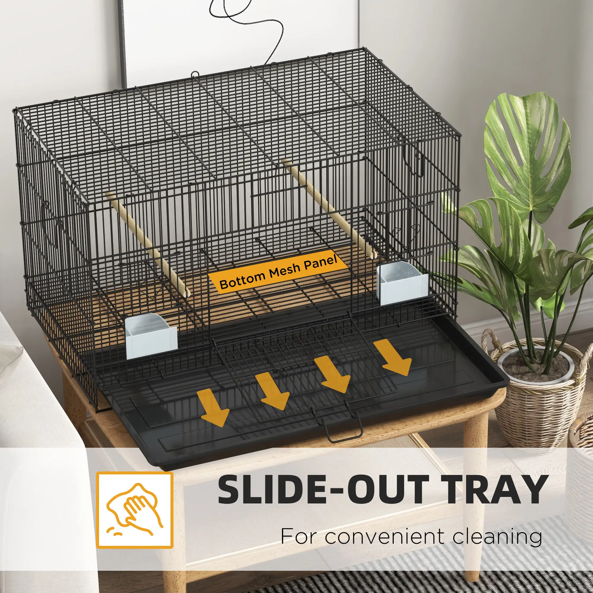Lovebird, Finch Budgie Cage, Removable Tray, Wooden Perches, 30" L x 18" W x 18" H, Canary - Image 4