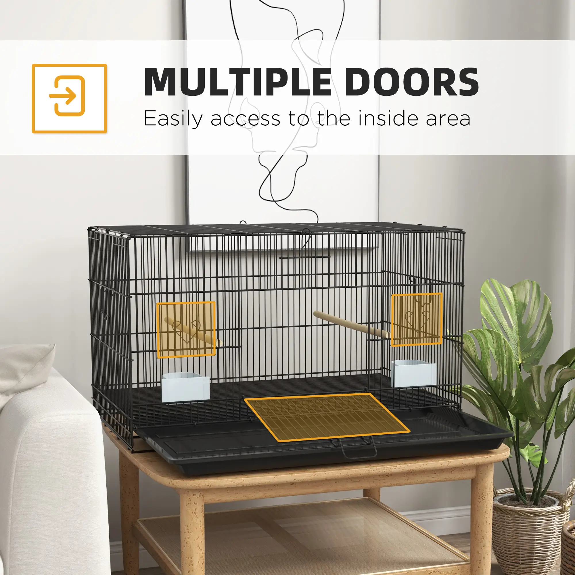 Lovebird, Finch Budgie Cage, Removable Tray, Wooden Perches, 30" L x 18" W x 18" H, Canary - Image 5