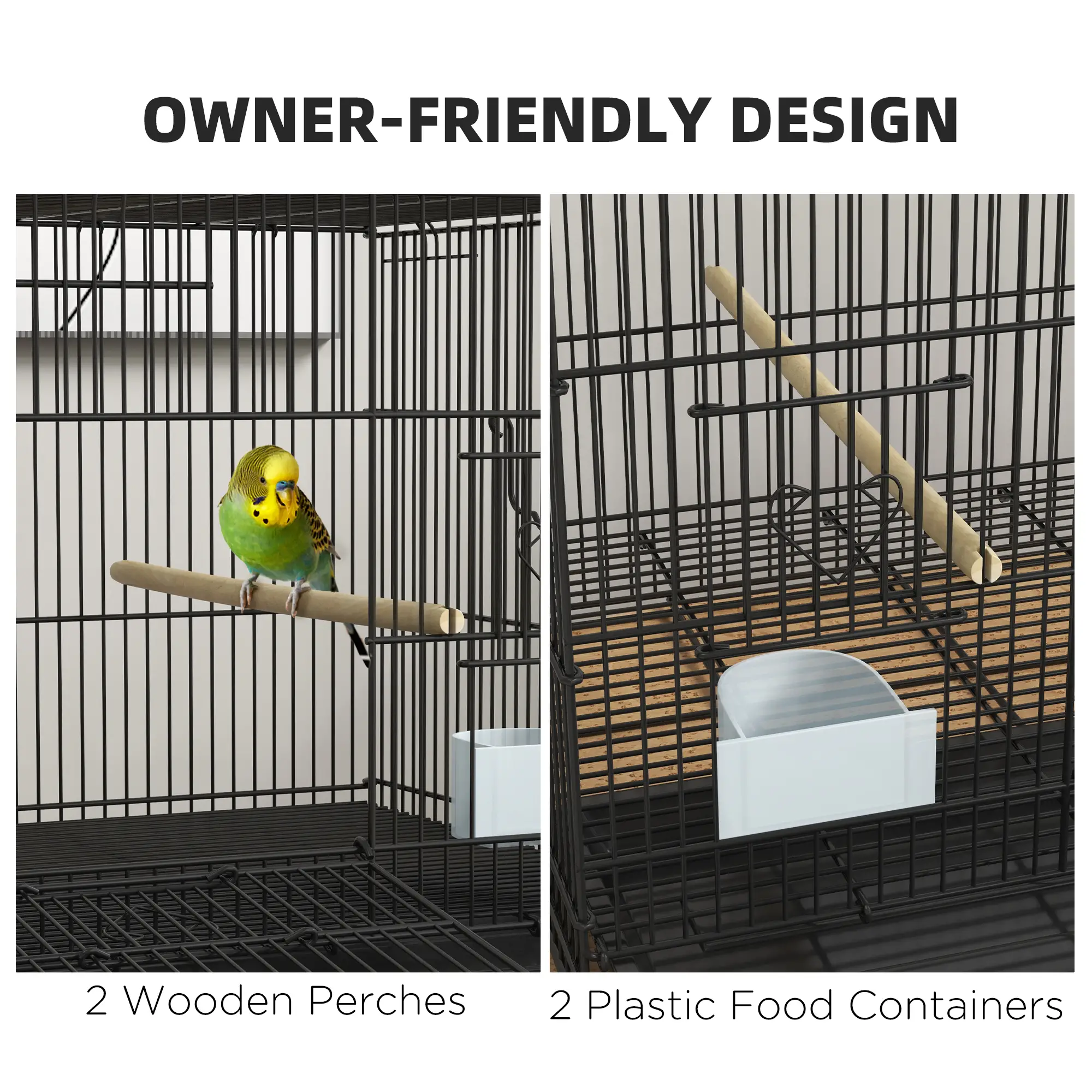 Lovebird, Finch Budgie Cage, Removable Tray, Wooden Perches, 30" L x 18" W x 18" H, Canary - Image 7
