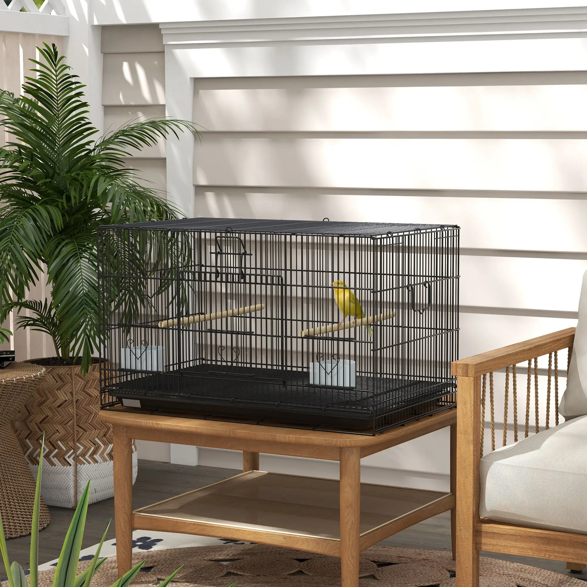 Lovebird, Finch Budgie Cage, Removable Tray, Wooden Perches, 30" L x 18" W x 18" H, Canary - Image 8