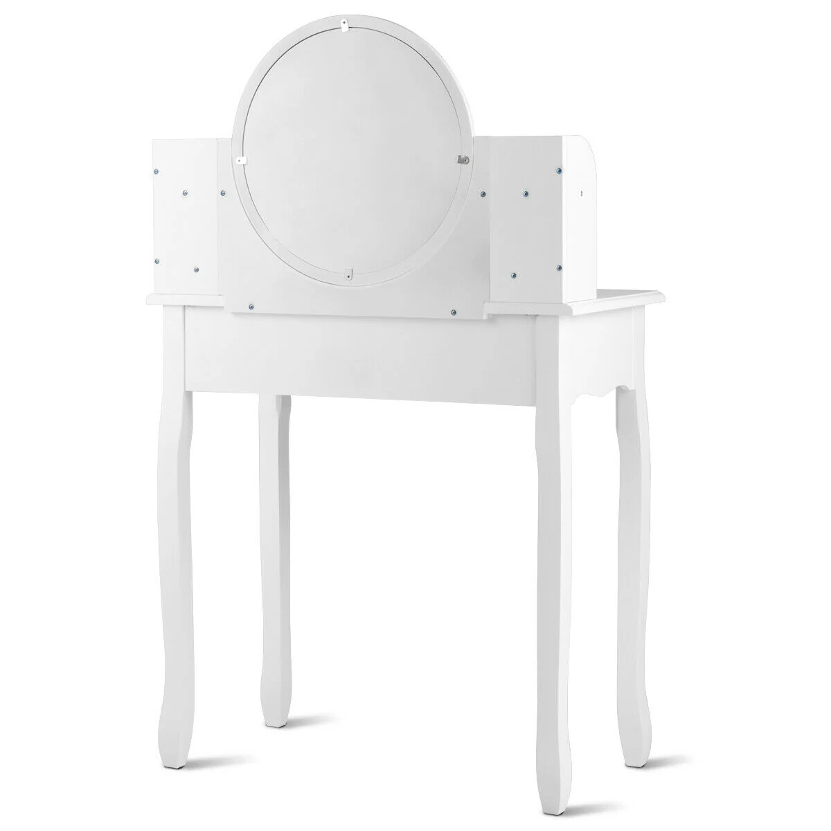 Makeup Vanity Table Set With Drawers, Oval Mirror, White - Image 7