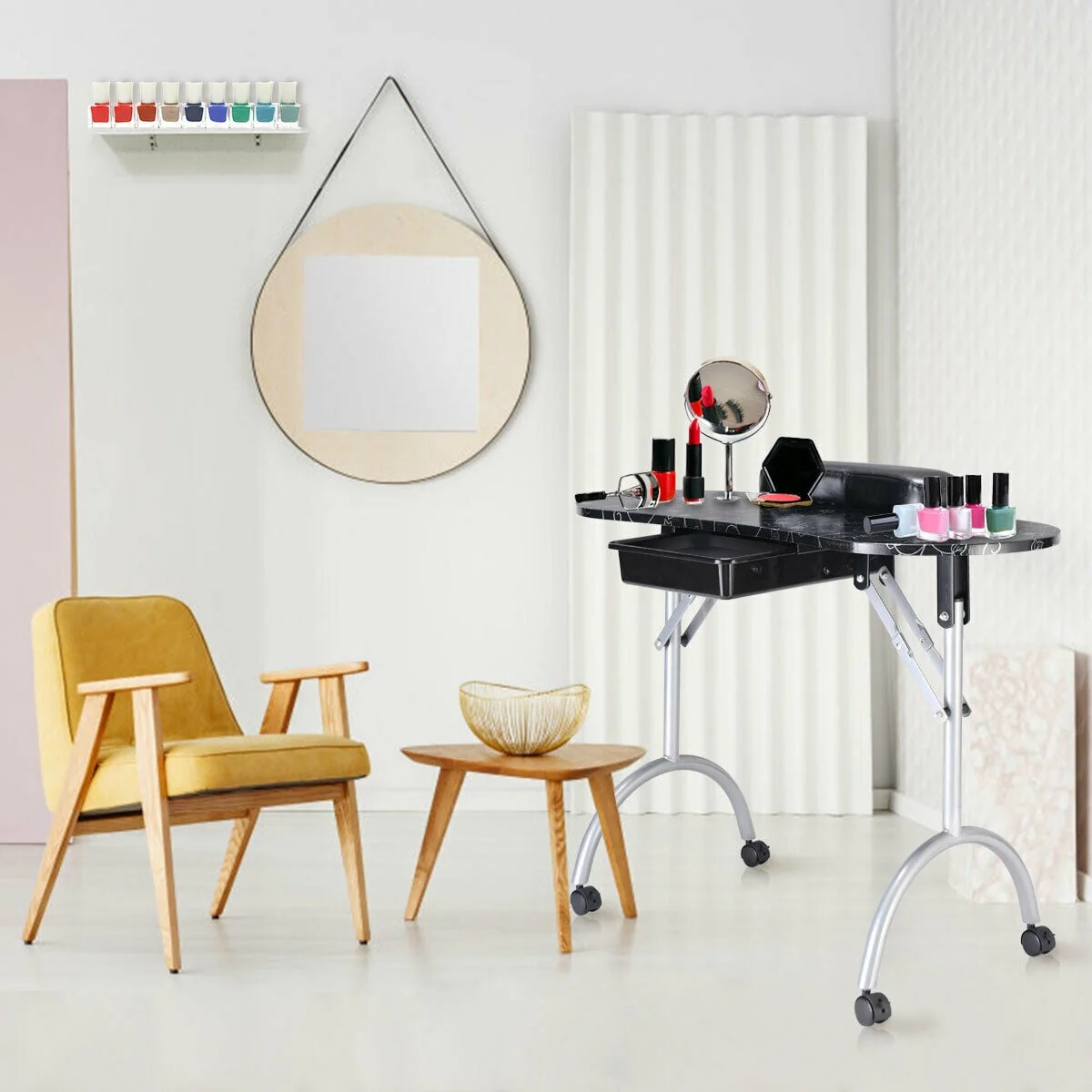 Manicure Nail Table Portable Station Desk Spa Beauty Salon Equipment 2 Color, Black - Image 2