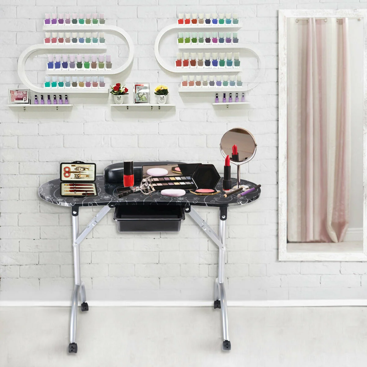 Manicure Nail Table Portable Station Desk Spa Beauty Salon Equipment 2 Color, Black - Image 3