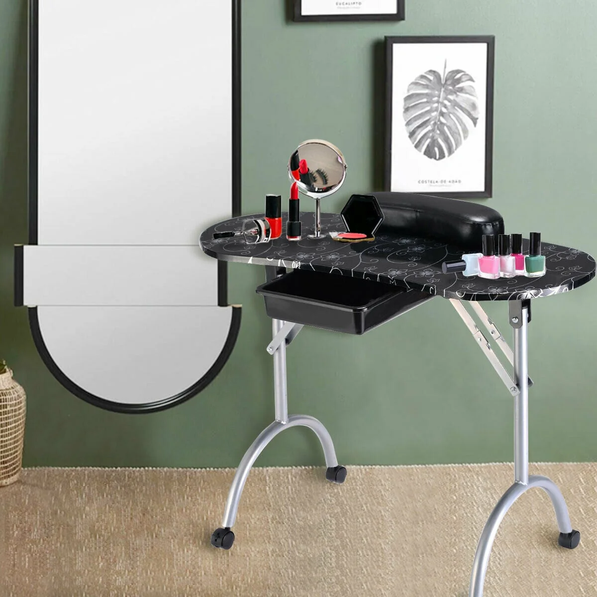 Manicure Nail Table Portable Station Desk Spa Beauty Salon Equipment 2 Color, Black - Image 4