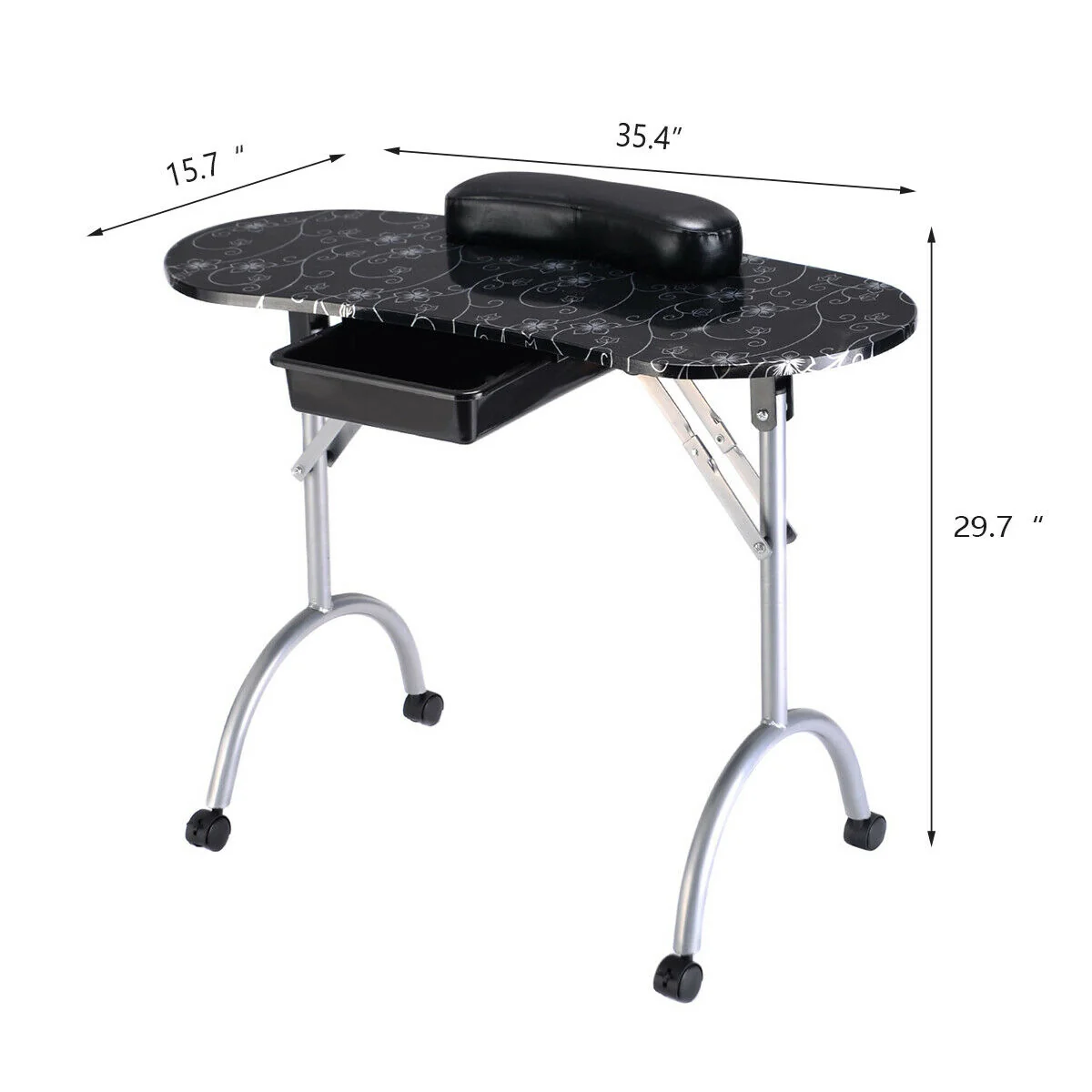 Manicure Nail Table Portable Station Desk Spa Beauty Salon Equipment 2 Color, Black - Image 6