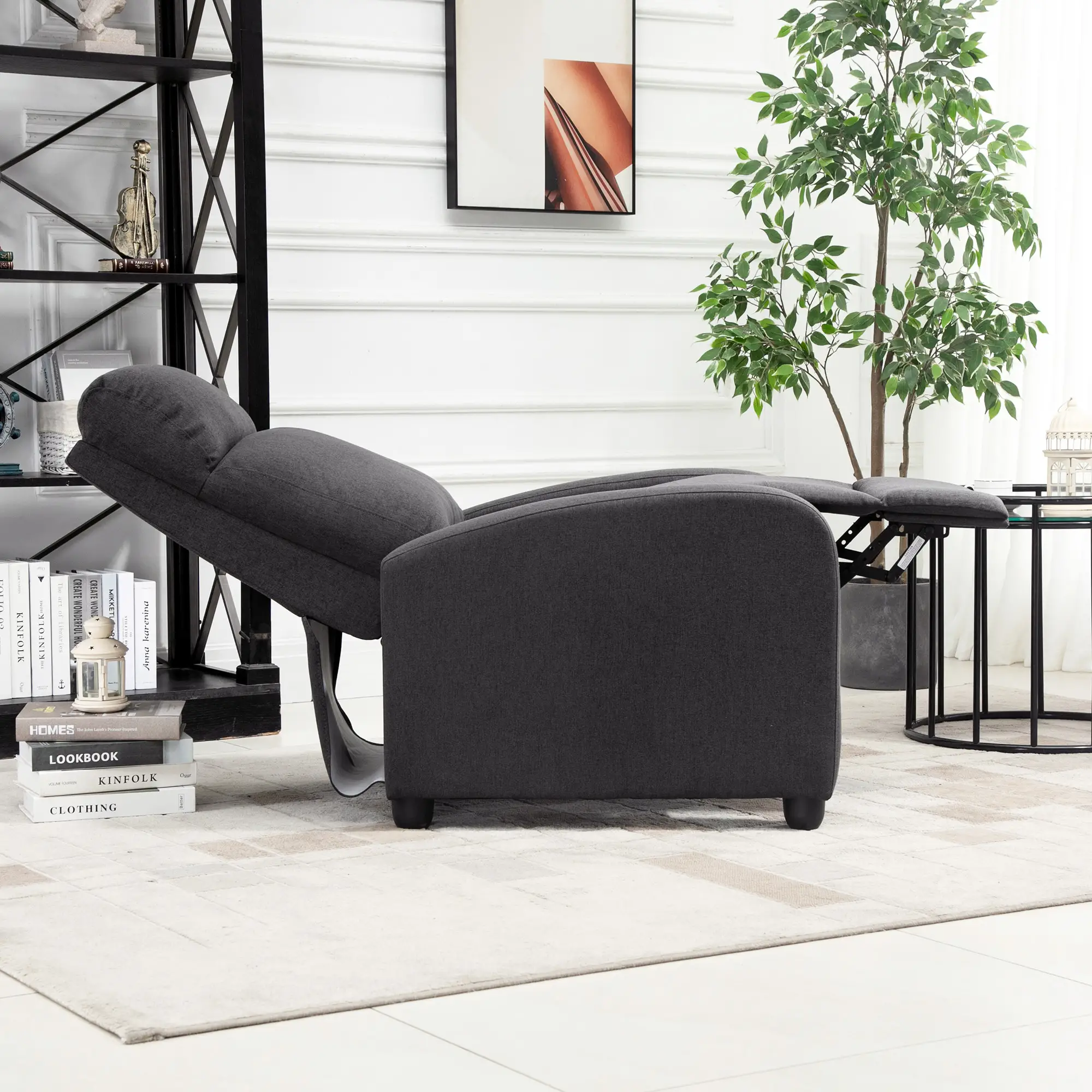 Manual Fabric Recliner Chair, Home Theater Seating, Dark Grey - Image 10