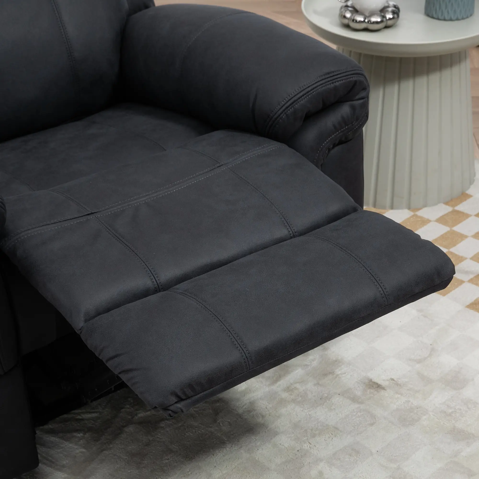 Manual Recliner Chair with Vibration Massage, Side Pockets, Microfibre Reclining Chair for Living Room, Black - Image 10